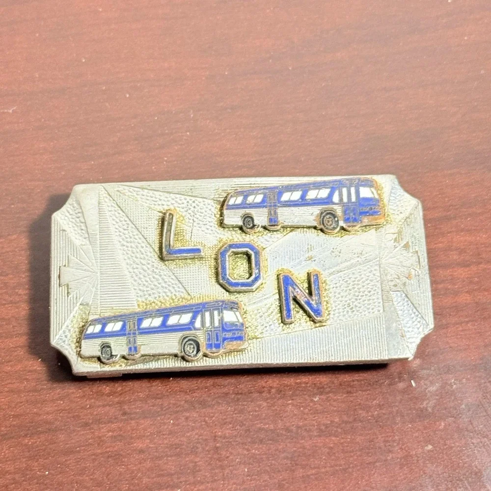 1950s Hookfast‎ Chrome Belt Buckle LON bus Driver's Metal bus Emblem Seal